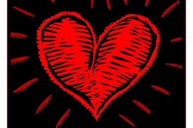 Red Heart On Black Backgrounds Postage Stamp