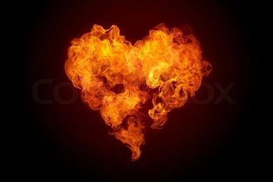 Heart In Fire Isolated On Black Background. Computer Graphics ...