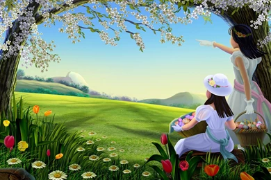 Gardens Wallpaper: Girls In Garden Nice Scenery Wallpapers HD ...