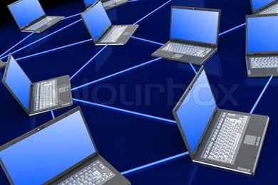 3d Illustration Of Computers Network, Over Dark Backgrounds
