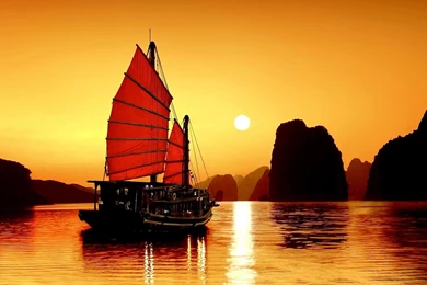 Download Wallpapers Sunset In Ha Long Bay, Vietnam (1920 X 1080 ...