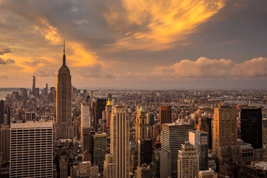 Landscape, Clouds, City, Manhattan, Sunset, New York City ...