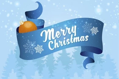 Merry Christmas Ribbon On Snowy Backgrounds Vector