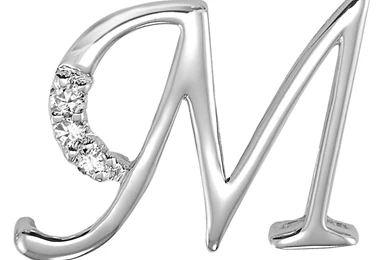 Alphabet 'M' In Sterling Silver Pendant By Kiara KIP0090 From ...