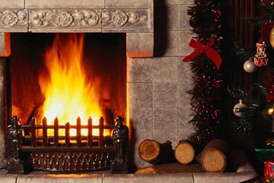Wallpapers Fire, New Year, Christmas, Fireplace, Christmas Fireplace.