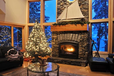 Christmas Fireplace Fire Holiday Festive Decorations F Wallpapers ...
