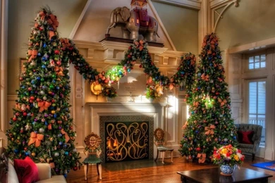 Download Wallpapers 1366x768 Christmas Trees, Holiday, Decorations ...