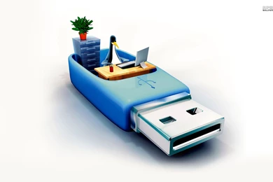 Penguin USB Stick Office Wallpapers   3D Wallpapers