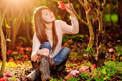 Nice Girl In The Forest Uhd Wallpapers   Ultra High Definition ...