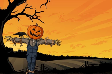 2560x1600 Fright, Halloween, Crow, Tree, Field, Pumpkin, Creepy ...