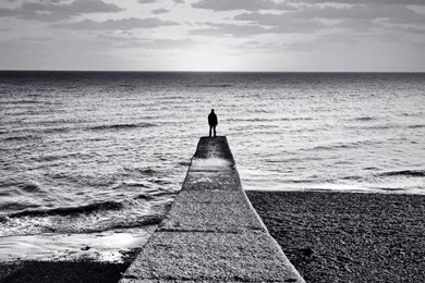 Wallpapers Lonly At The Sea Black N White Man Beach Free Hd ...