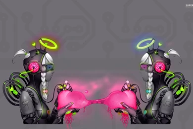 Twin Robots Wallpapers   Fantasy Wallpapers