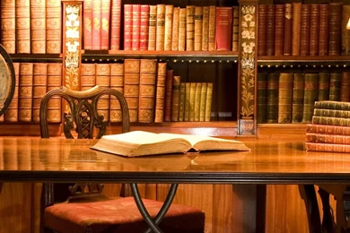Download Wallpapers 3840x1200 Cabinet, Table, Book, Globe, Lamp ...