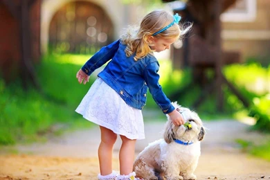 Sweet Little Girl With Cute Puppy Wallpapers Free Download