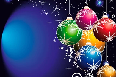 Multi colored Christmas Balls On A Dark Backgrounds On Christmas ...