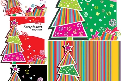 Colorful Christmas Cards Vector