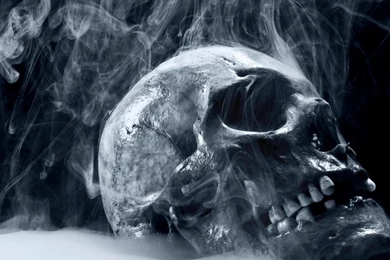Download Wallpapers 1366x768 Skull, Smoke, Blue, Scary, Death ...