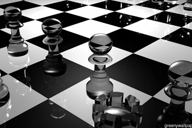 Chess Board Glass Black White Surface 2048x1152