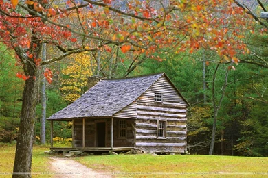 Historic Log Cabin In The Smoky Mountains Wallpapers
