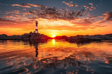 Beautiful Sunset By The Lighthouse Wallpapers   Nature Wallpapers ...