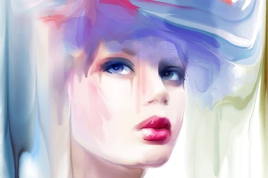 Painting, Watercolor, Girl, Make Up, Pink Lips, Beauty, Fullscreen