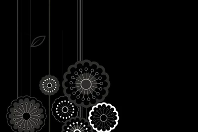 Black Cartoon Flowers And Lines Android Wallpapers