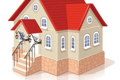 Vector Abstract 3d House Icon Red Roof Isolated On White ...