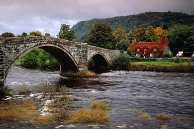 Llanrwst Bridge Conwy River Wales United Kingdom   Bridges Roads ...