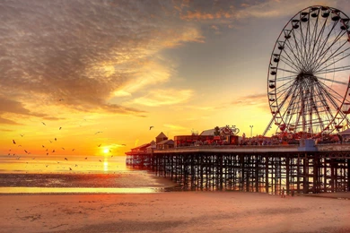 Pier Blackpool United Kingdom Sunset Landscape Wallpapers ...