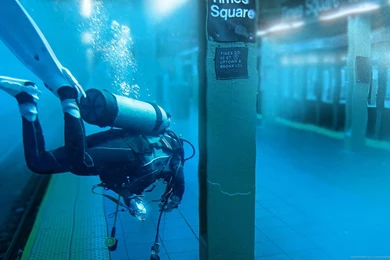 Download 1680x1050 Scuba Diver In Subway Wallpapers