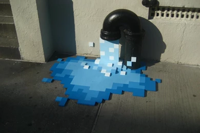 Blue Graffiti Pixelation Street Art Water Wallpapers   (