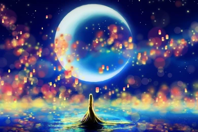 1920x1080 Rapunzel, Princess, Lights, By Chibionpu, Silhouette ...