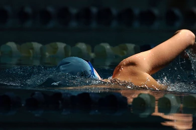 Download Wallpapers 3840x2160 Swimmer, Swimming Pool, Night 4K ...