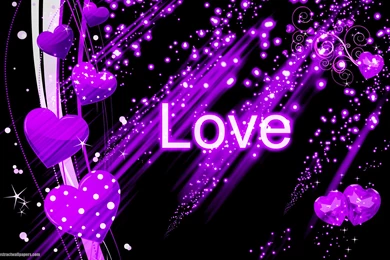 Black Abstract Wallpapers With Purple Love Hearts