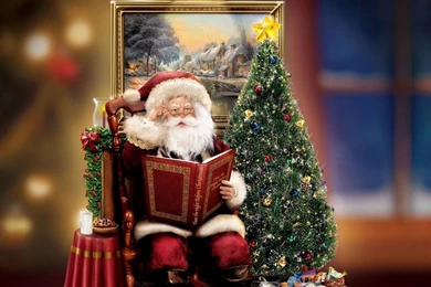 2560x1600 Santa, Decoration, Thomas Kinkade, Gift, Christmas Tree ...