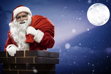Santa Claus In The Chimney Wallpapers And Images   Wallpapers ...