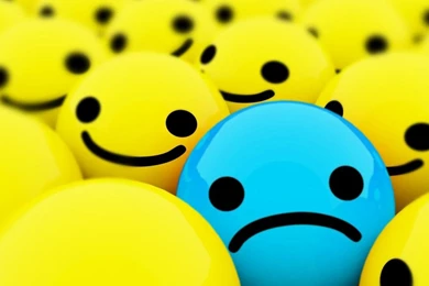 Smiley Face Blue Sad Somber