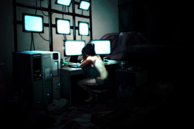 Computers Geek Lonely Night Women Best Widescreen Backgrounds
