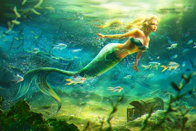 Mermaid fantasy water Fish Sea Wallpapers