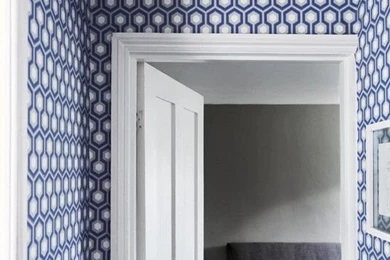 Graphic Hallway With Geometric Wallpapers