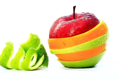 Download Wallpapers 3840x2160 Fruit, Segments, Apple, Orange 4K ...