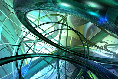3D Abstract Green Rings 4K Wallpapers