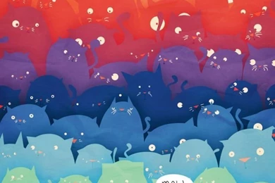 Cats Kittens Color Rainbow Color Mew Illustration Print Cartoon ...