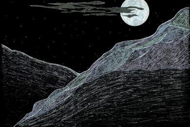 Free Computer Wallpapers "Moonscape" (surreal Landscape Ink Drawing ...