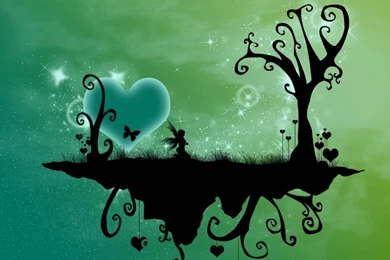 Fairy Love Green Heart Abstract HD Wallpapers Wallpapers   (