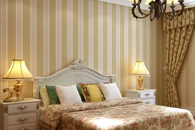 Beige Vertical Stripe 9 Gold Wallpapers Brief Modern Non Woven ...