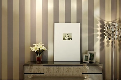 Dark Purple And Gold Striped Bedroom Wallpapers With Pearl Lustre ...