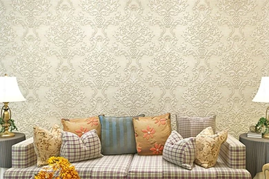 European Style Damascus Wallpapers Thick Living Room 3D Flocked ...