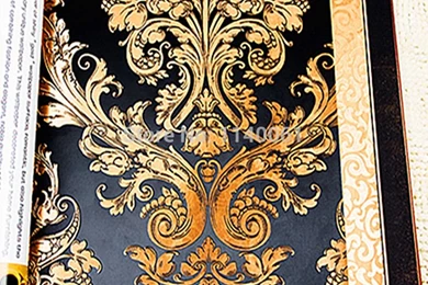 Luxurious Damascus Pattern Black And Golden Color Wallpapers Roll ...