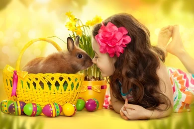 Rabbit Easter Girl Child Wallpapers